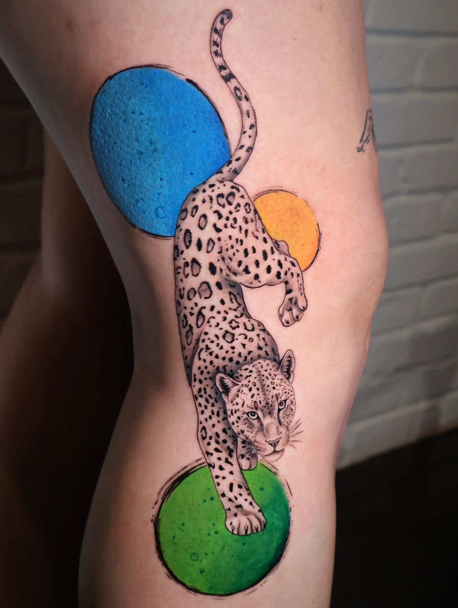 Fine Line and Color tattoo by Dido