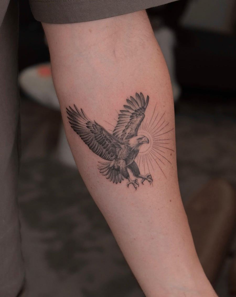 Micro realism eagle tattoo by Kim