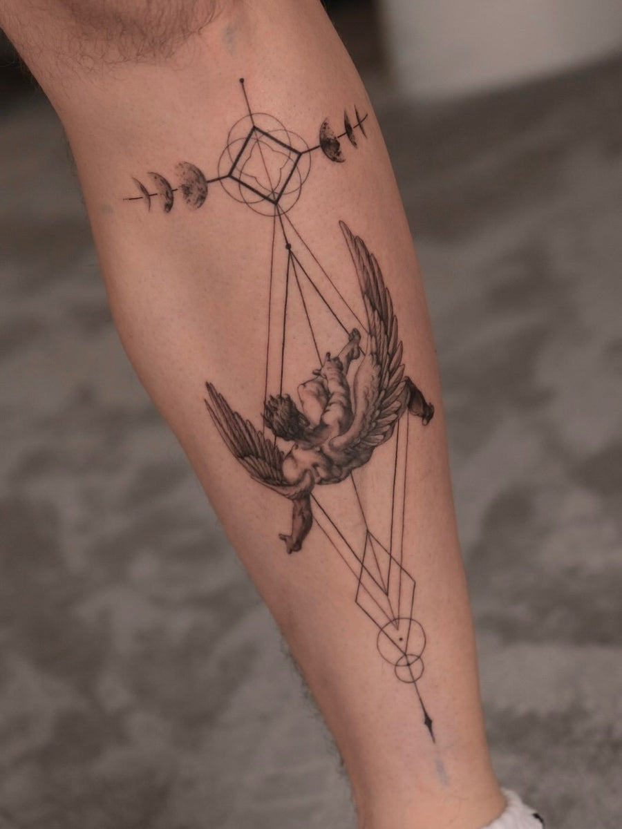 Fine Line and Black & Grey tattoo by Kim