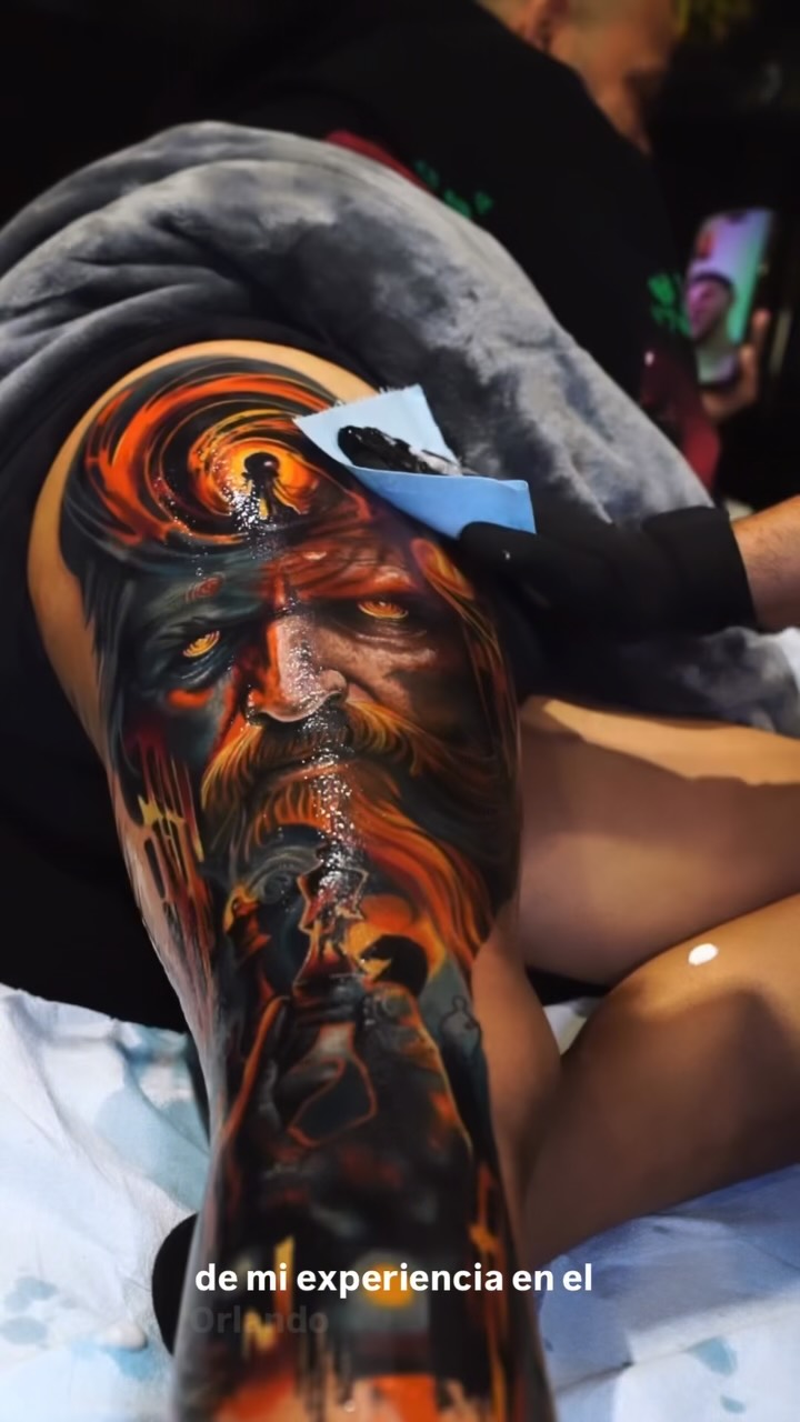 Color realism portrait tattoo by Tiko